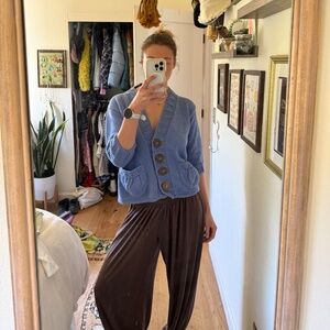 Blue Cropped Cardigan